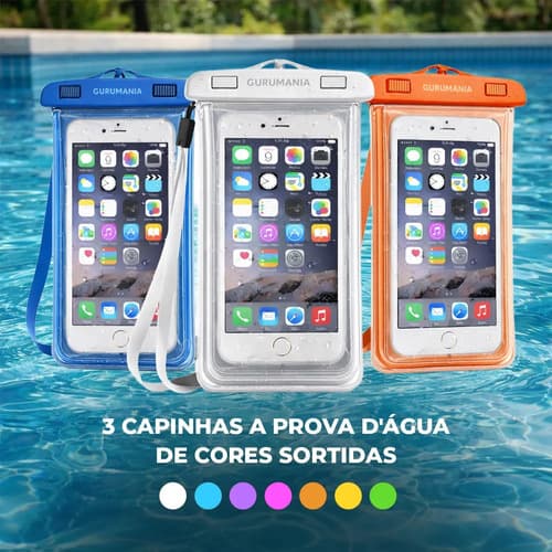 Kit 3 Capa Prova Dagua Celular Cores Sortidas Capinha Impermeável Universal Gurumania