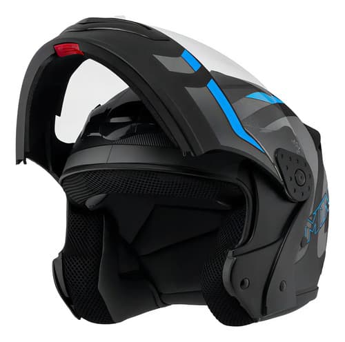 Capacete Robocop Escamoteável Fechado Mixs Gladiator Delta S Cor Cinza Azul Fosco Tamanho do capacete 62