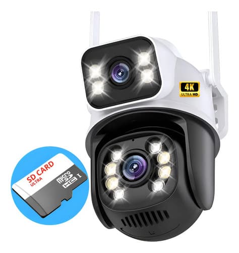Kit Camera Smart Lente Dupla Wi-fi Externa A28b + Sd 128gb Prova Dágua