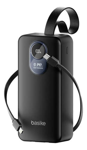 Power Bank 30000mah Portátil Carga Rápida Leve Seus Cabos Embutidos Usb-c E O Display Prático Carregamento Rápido 22.5w Para iPhone Samsung E Mais Essencial Para Viagem Preto