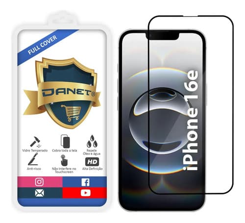 Película De Vidro Temperado 3d Para iPhone 16e Full Cover Anti Impacto 9h