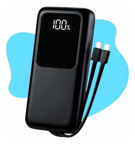 Carregador Portátil 20000 Turbo 22.5w Power Bank Premium Universal Rápido Para Samsung iPhone Xiaomi Motorola Celular Smartwatch Tablet Casenn Preto