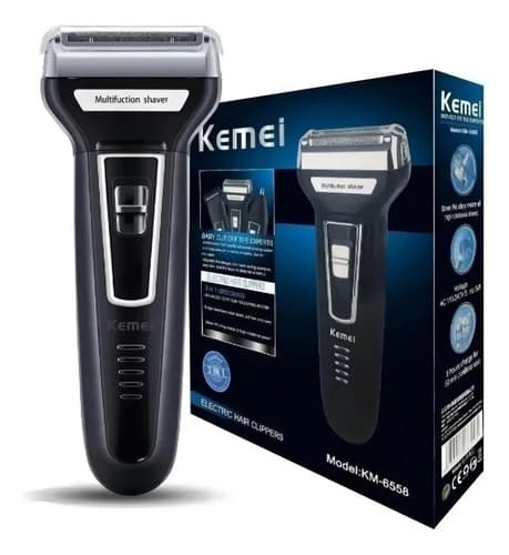Aparelho De Barbear Depilador Elétrico 3 Em 1 Kemei 6558 Preto