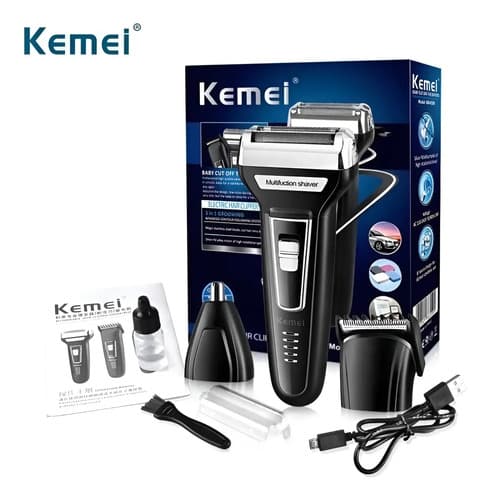Máquina Barbear Shaver Kemei 3 Em 1 Modelo Km-6558 Cor Preto