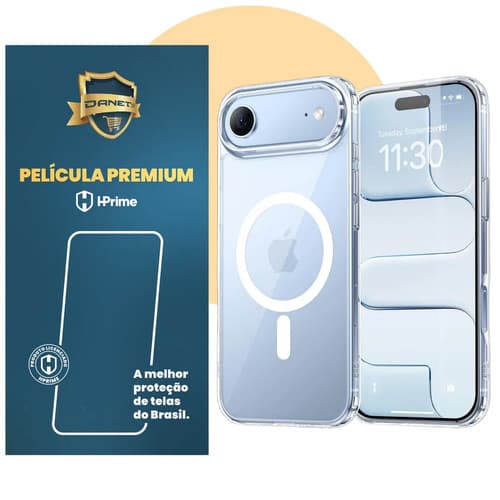 Kit Capa Capinha Magnética Para iPhone 17 Air Case Transparente Com Película De Proteção Nanoshield Danet