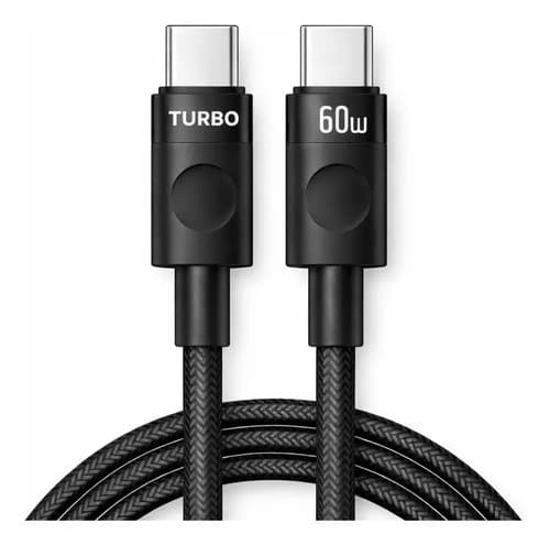Cabo Carregador Usb-c Tipo C Turbo 60w Carga Rápida Nylon Trançado Premium 1M Reforçado Resistente Compatível Samsung Xiaomi Motorola iPhone 15 16 17 Notebook Tablet Transferência Dados Eletric Teck