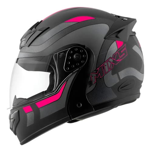 Capacete Escamoteável Mixs Gladiator Articulado Cor Preto/grafite/rosa Desenho Delta Tamanho Do Capacete 56
