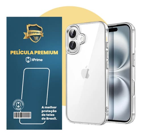 Kit Capa Capinha Slim Pro Flexível Para iPhone 16 Normal Case Transparente Com Película Nanoshield