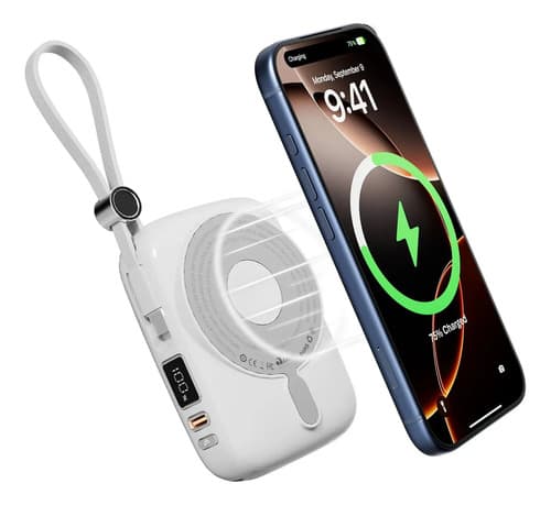 Basike Carregador Portátil Power Bank Basike 10000mah Magsafe Indução 22.5w Turbo Visor Led Compatível iPhone Android Branco