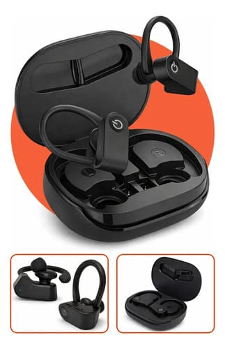 Fone Bluetooth Esportivo Casenn Preto Com Gancho De Orelha Bluetooth 5.2 Resistente Ao Suor Com Microfone E Controle De Chamadas Som Estéreo Para Corrida Academia E Atividades Ao Ar Livre
