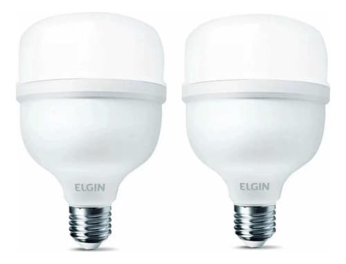 Kit 2 Lâmpadas Super Bulbo Alta Potência Led 50w 6500k Elgin Luz Branco-frio