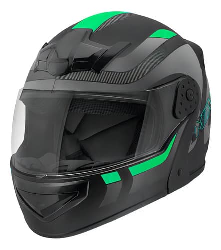 Capacete Robocop Escamoteável Fechado Mixs Gladiator Delta S Cor Cinza Verde Fosco Tamanho do capacete 56