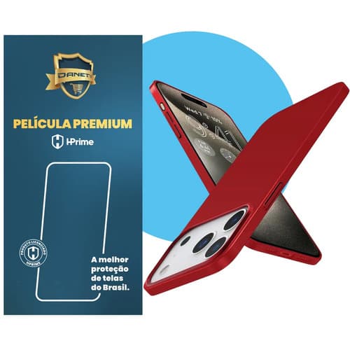 Kit Capa Capinha Slim Pro Acrílica Para iPhone 17 Pro Max Case Ultra Fina Fosca Com Película De Vidro Temperado