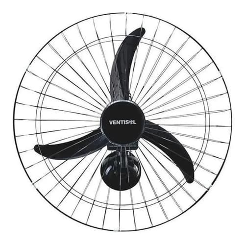 Ventilador De Parede New Ventisol Comercial 60cm Com 3 Pás Estrutura Preto Pás Preto