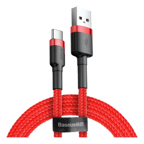 Cabo Nylon Reforçado Usb-c Type-c Baseus 1m Turbo Rapido 3a Cor Vermelho