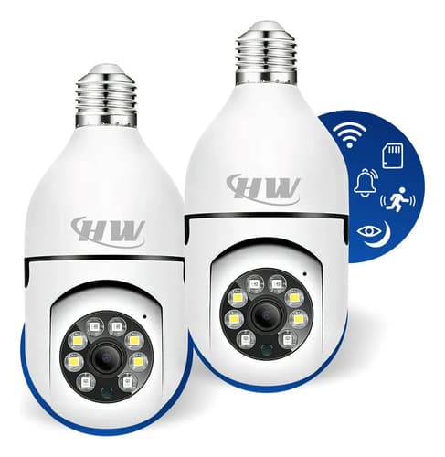 Kit C/ 2 Câmeras Lâmpada Ip Wi-fi 360° | Visão Colorida | Áudio | Sensor De Movimento | E27 App Yoosee- Hw