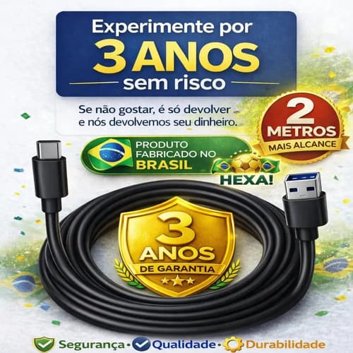 Cabo Usb Tipo C 2 Metros 3a turbo Compatível Samsung Galaxy S25 S24 Plus S23 Fe S22 S21 S20 A16 A15 A22 A13 A14 A55 A53 A54 A06 A0 iphone 15 16 17 Pro Max Carplay Auto Android Ps5 Dtimp