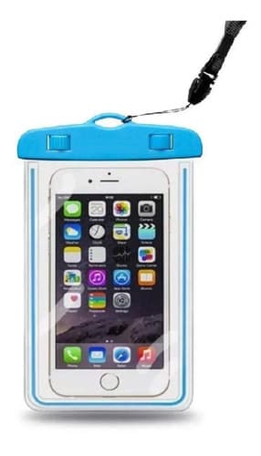 Capa Bolsa A Prova Dágua Impermeável Universal Para Celular Cor Azul
