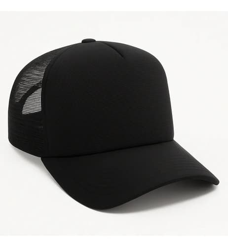 Boné Trucker Masculino Liso com Aba Curva Preto