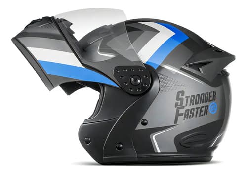 Capacete Integral Robocop Stronger Faster Gladiator Etceter Cor Cinza/Azul Tamanho do capacete 56