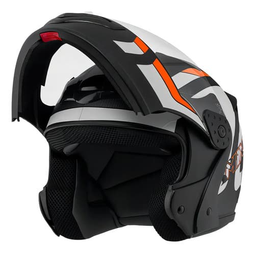 Capacete Robocop Escamoteável Fechado Mixs Gladiator Delta S Cor Branco Laranja Fosco Tamanho do capacete 60