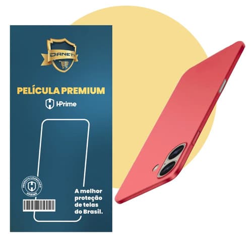 Kit Capa Capinha Slim Pro Acrílica Para iPhone 16 Normal Case Ultra Fina Fosca Com Película Nanoshield Danet - Vermelha