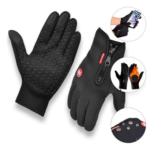 Par Luva Motoqueiro Térmica E Impermeável Com Touch Screen Cor Preto Tamanho Único
