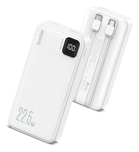 Carregador Basike Ba-POW079 usb-c portátil com cabo carregamento super rápida branco