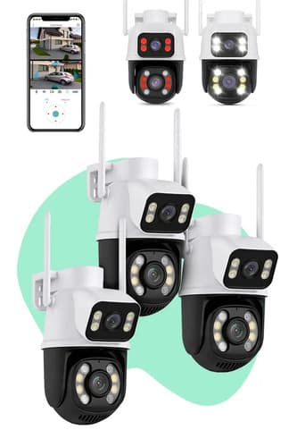Kit 3 Câmera Segurança Ip Interna Externa Wifi A28 App Icsee Prova Dagua IP66 Dome Lente Dupla Lentes 2 Em 1 Vigilância Visão Noturna Infravermelho Casenn