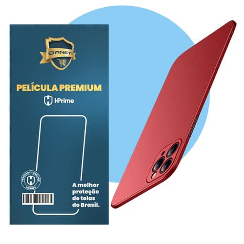 Kit Capa Capinha Slim Pro Acrílica Para iPhone 16 Pro Max Case Ultra Fina Fosca Com Película De Vidro Temperado - Vermelho