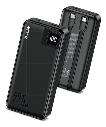 Power Bank 20000mah Portátil Carga Rápida Leve Seus Cabos Embutidos Usb-c E O Display Prático Carregamento Rápido 22.5w Para iPhone Samsung E Mais Essencial Para Viagem Preto