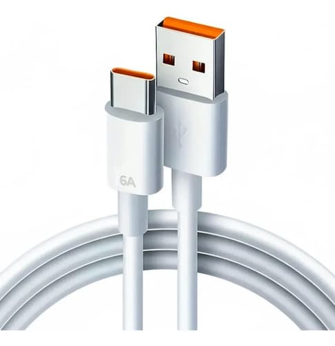 Cabo Carregador Usb Tipo C 6a Carregamento Rápido Alta Velocidade Compatível Celulares Smartphones Tablets Para Xiaomi Samsung Ios Motorola 1 Metro Branco A`gold