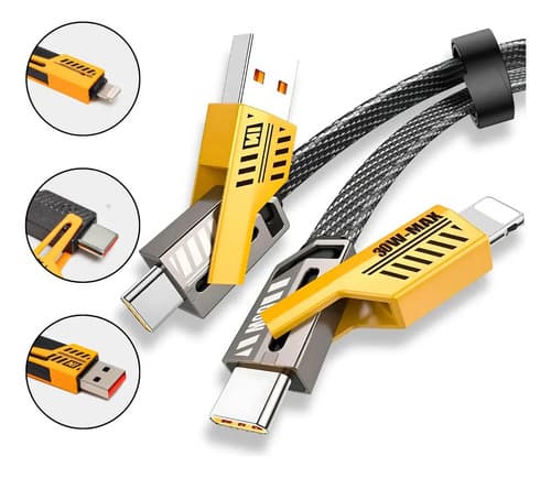 Cabo Usb 4 Em 1 - 65w Para Todos Os iPhone E Android Tipo C Carregador Super Turbo Speed Shop
