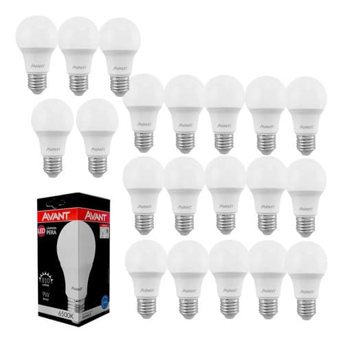 Kit 20 Lâmpada Led 9w Bulbo E27 Branco Frio 6500k Avant Luz Branco-frio