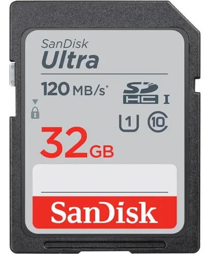 Cartão de memória SD Sandisk Ultra 32gb 120MB/s