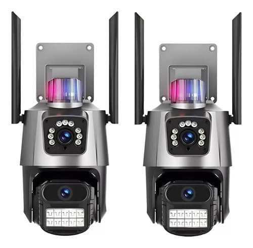 Kit 2 Câmera Segurança Wifi Lente Dupla 2x 3mp 360° Externa Cinza
