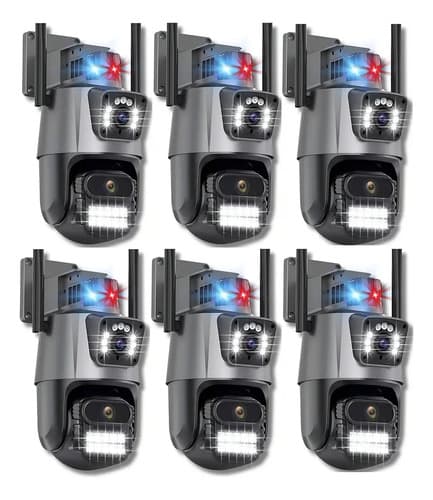 Kit 6 Câmera Segurança Ip Wifi P11-qq6 App Icsee Lente Dupla 6mp Cor Preto Estary Shop