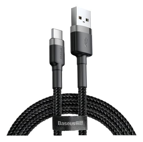 Cabo Rápido Usb Para Tipo- C Baseus Cafule Nylon 3a 1 Metro Cor Preto