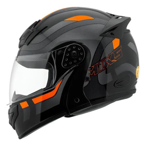 Capacete Robocop Escamoteável Fechado Mixs Gladiator Delta S Cor Cinza Laranja Brilhante Tamanho do capacete 60