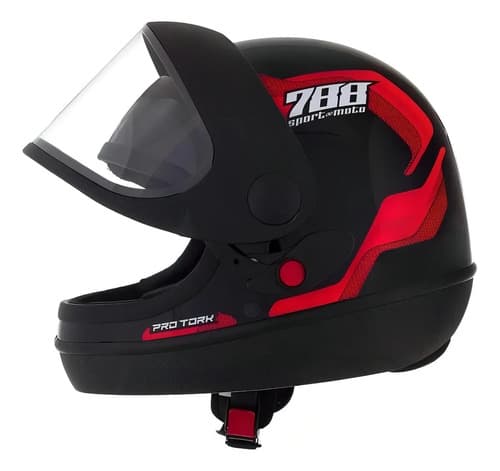 Capacete Moto Automático Fechado Pro Tork Sport Moto 788 Cor Vermelho Tamanho do capacete 56