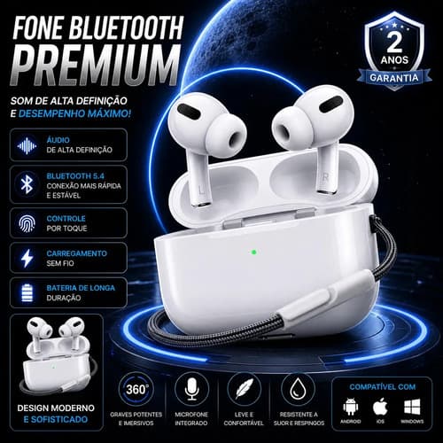 Fone de Ouvido TWS B Basto Fone-TWS Bluetooth Sem Fio Com Cancelamento de Ruído e Microfone