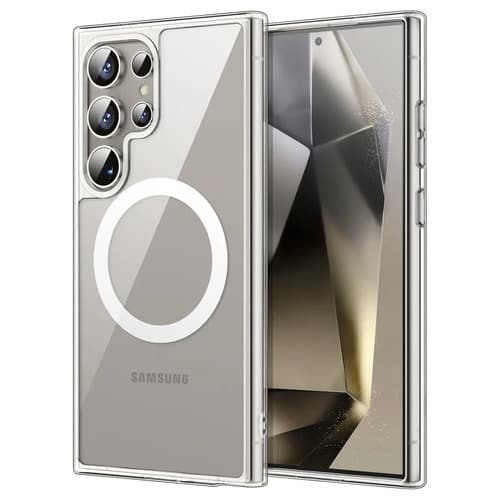 Capa Capinha Magnética Para Galaxy S24 Ultra E Outros, Case Transparente Com Carregamento Por Indução
