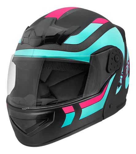 Capacete Robocop Escamoteável Fechado Mixs Gladiator Delta S Tamanho Do Capacete 62 Cor Azul Rosa Fosco