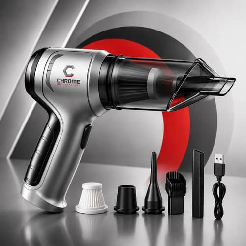 Mini Aspirador De Pó Portátil Recarregável Soprador Usb Automotivo 3em1 Sem Fio Premium Vácuo Limpeza Carro Multifuncional Casa Chrome Technology
