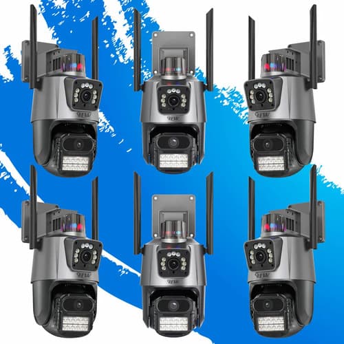Kit 6 Câmeras De Segurança Hw Ip Wi-fi 6mp Lente Dupla Visão Noturna 355° Detecção De Movimento Com App Icsee