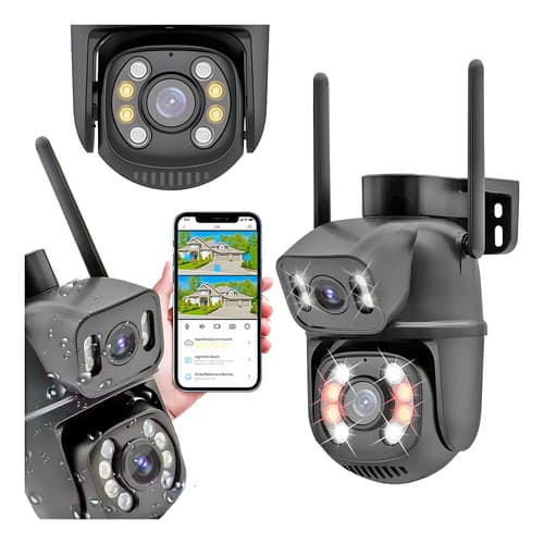 Kit 2 Câmera Wifi Externa Dupla Visão 3mp Prova Dágua Icsee Cor Preto