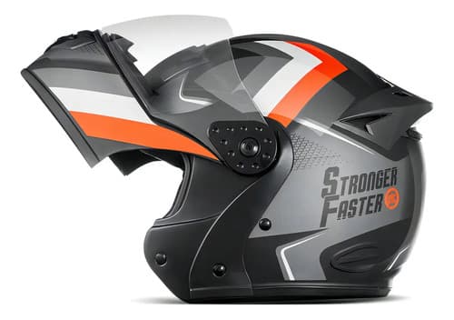 Capacete Robocop Stronger Faster Gladiator Etceter Fosco Cor Cinza/Laranja Tamanho do capacete 58