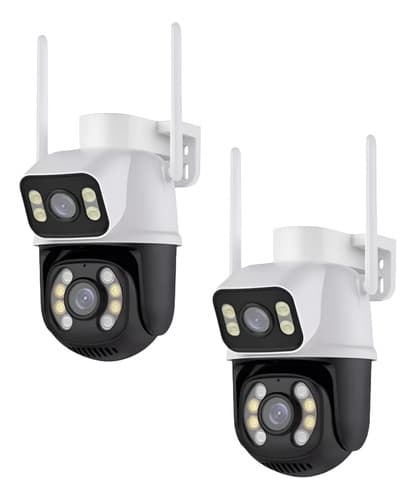 Kit 2 Câmera Wifi Externa A28 App Icsee Dupla Visão 3mp Prova Dágua Cor Branco