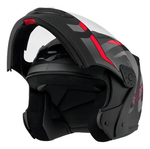 Capacete Robocop Escamoteável Fechado Mixs Gladiator Delta S Tamanho Do Capacete 56 Cor Cinza Vermelho Fosco