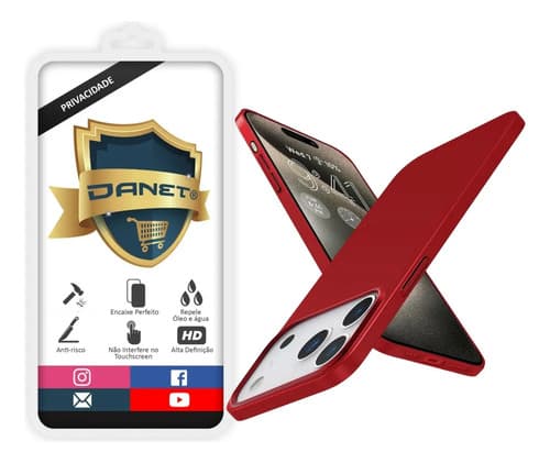 Kit Capa Capinha Slim Pro Acrílica Para iPhone 17 Pro Max Case Ultra Fina Fosca Com Película De Proteção Cerâmica